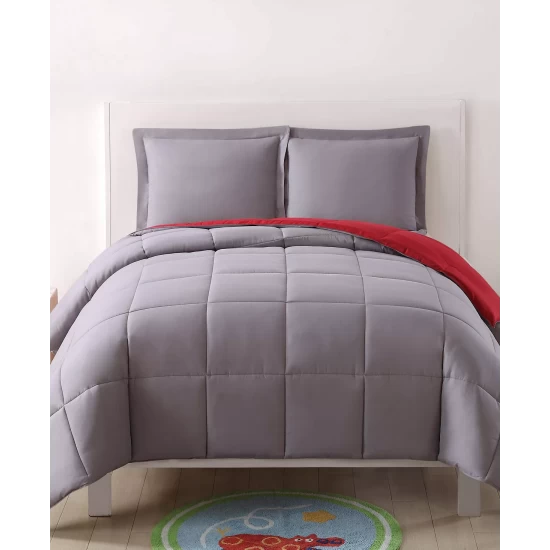 Outlet π My World Reversible 3 Pc Full/Queen Comforter Set Grey And Red π - Image 3