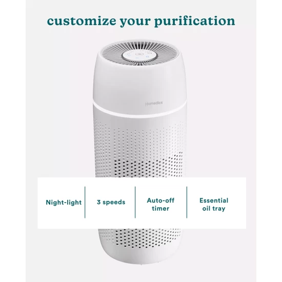 New β Homedics TotalClean PetPlus 5-in-1 Tower Air Purifier With UV-C Light For Large Rooms White π - Image 8