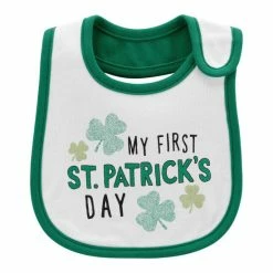 Brand new π₯° Carter's Baby Boys And Baby π§ Girls My First St. Patrick's Day Teething Bib Green, White β€οΈ