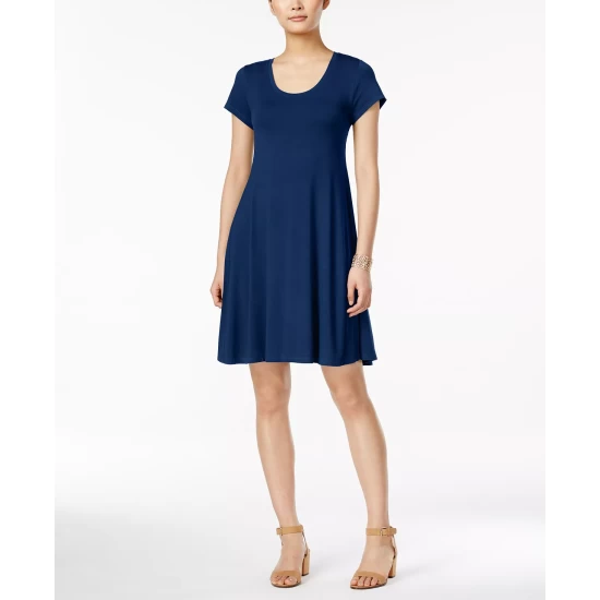New π Style & Co π© Women's Short-Sleeve A-Line π Dress, Created For Macy's Ink π - Image 3